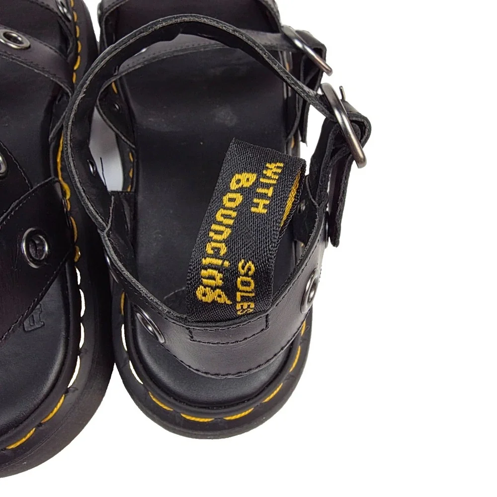 Dr‎ Martens Gryphon Grommet Hardware Black Leather Sandal Size 13